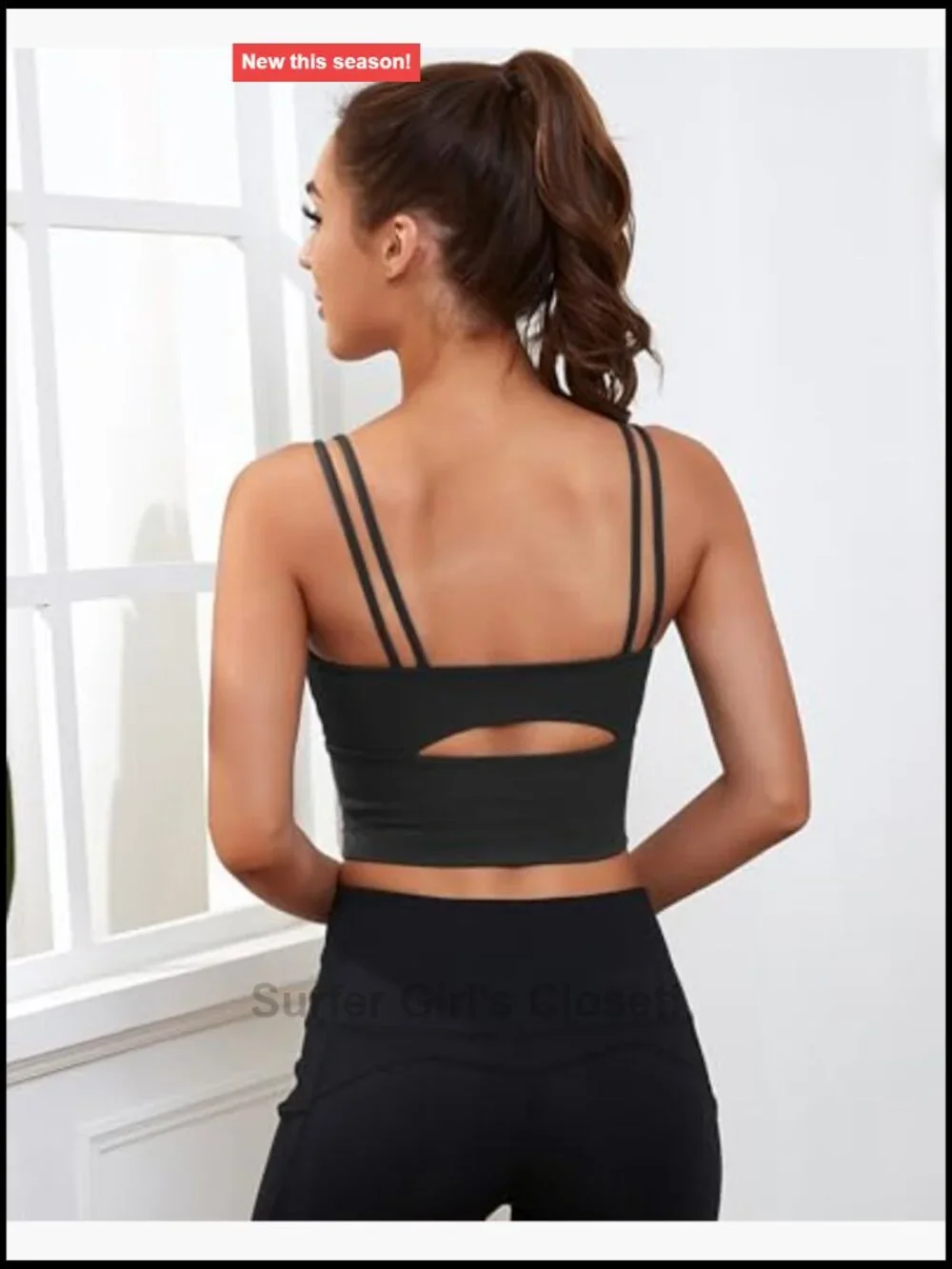 High Support Longline Sports Bra Built In Bra Strappy Yoga Crop Tank Top